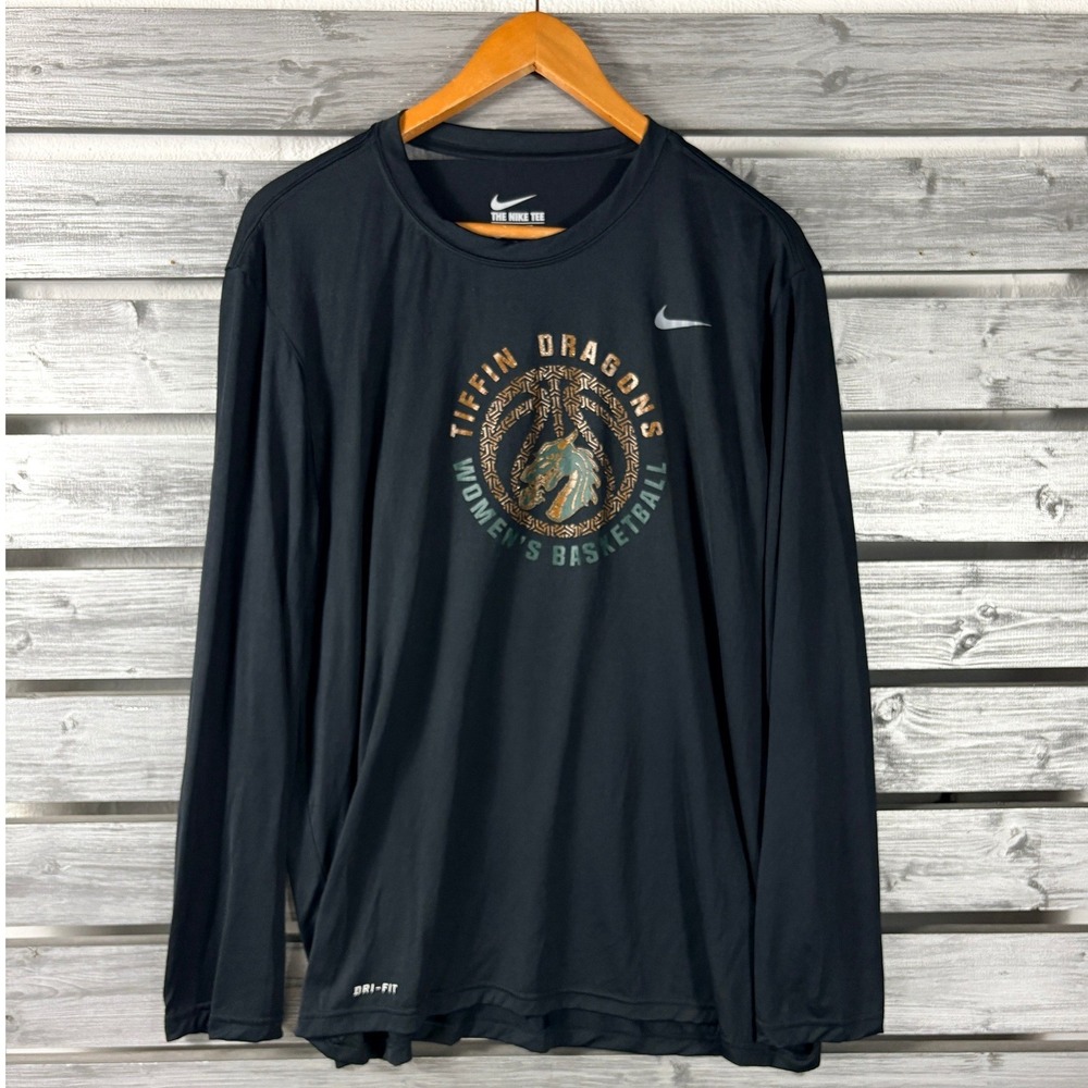 Nike Tiffin Dragons Womens Basketball Dri-FIT Long Sleeve Shirt Black XL